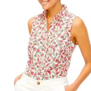 J.Crew Watermelon Print Sleeveless Button-Up Blouse Shirt Top Size X-LARGE